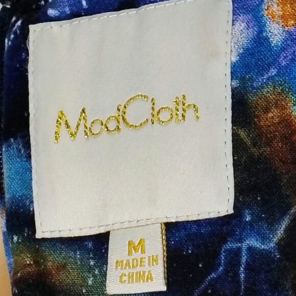 Blue ModCloth Fervour Dress Galaxy Fit & Flare Back Zipper Sleeveless Size Small - Picture 8 of 8